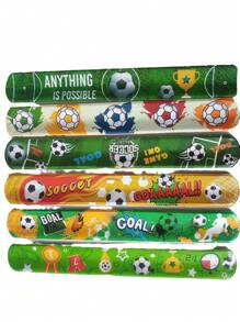 12 piezas Anillo de snap de fútbol Pulseras de golpe de fútbol de PVC Pulseras de golpe de snap para fiestas de fútbol, regalos para fiestas con bandas de muñeca para niños y niñas, Pulseras de snap de niños para bolsas de fiesta, regalos de cumpleaños de fútbol para niños Pulseras de snap de fútbol Golpeando Pulseras para fiestas de cumpleaños de niños - Multicolor - Ver 4