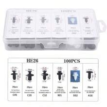 Pack 100 Fixadores Fênder Parafuso Plástico Para-choque Carro Clip de Retentor - Preto - Visão 3