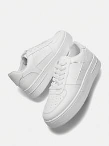 New Fashion Spring And Autumn Casual Sports Shoes, Thick Soled Elevator Sneakers For Teens And Skateboarding, White