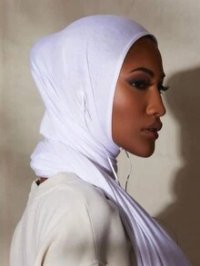 1pc Solid Color Jersey Hijab With Ear Hole For Doctors, Convenient Sweat Headband Compatible With Earphones - Multicolor - View 4