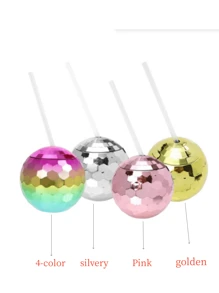 1個600毫升旋轉彩鏡球杯（附蓋子和吸管），適用於派對和禮物，閃閃發光的雞尾酒杯 - 彩色 - 查看 10