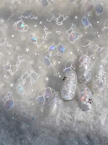 1pc 5D Nail Art Stickers Summer Beach Ocean Water Ripples Flash Star Shell Starfish Conch Seasnail Soft Relief Decoration Nail Art Sticker Manicure Decal