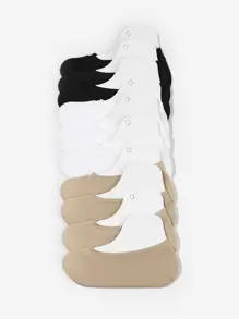 10 pares de calcetines de forro casual y transpirable de unicolor para niños, que absorben la humedad para primavera y verano - Blanco y Negro - Ver 3