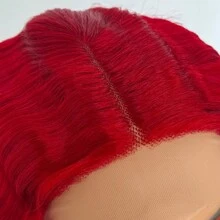 Red Curly Lace Front Wigs Burgundy Lace Wig Dark Red Long Deep Wave Synthetic Lace Front Wig Pre-Plucked Hairline Red Wigs For Women - Đỏ - Xem 8