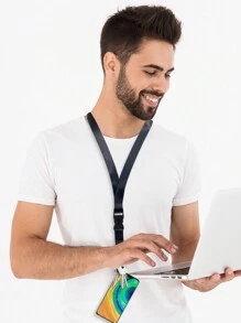 1 pièce Cordon tour de cou noir à détachement rapide pour porte-badge, clés, porte-clés, cordon pour enseignante pour femmes et filles, cordon pour téléphone avec boucle à dégagement rapide pour carte d'identité, portefeuille. Cadeau décontracté, souvenir, accessoire de voiture, charm de sac à dos pour l'école, gothique mignon Y2K