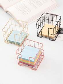 1/2pcs Modern Sticky Note Holder, Note Box + Business Card Holder Set, Metal Wire Desktop Sticky Note Holder, Rose Gold Note Holder, Cute Note Cube Stand, Dispenser, Office Desktop Organizer, Mesh Note Holder, Ballpoint Pen, Desktop Sticky Note Holder, For Home Office, School Desk Back To School