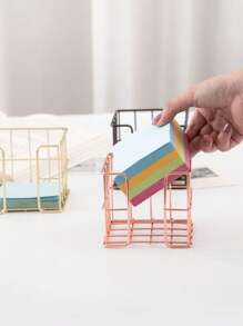 1/2pcs Modern Sticky Note Holder, Note Box + Business Card Holder Set, Metal Wire Desktop Sticky Note Holder, Rose Gold Note Holder, Cute Note Cube Stand, Dispenser, Office Desktop Organizer, Mesh Note Holder, Ballpoint Pen, Desktop Sticky Note Holder, For Home Office, School Desk Back To School