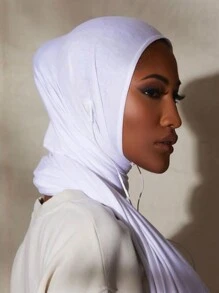 1pc Solid Color Jersey Hijab With Ear Hole For Doctors, Convenient Sweat Headband Compatible With Earphones - Multicolor - View 15