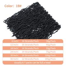 FULCRUM 8/12/18/24/30/36 英寸仿脏辫钩针假发 仿脏辫钩针编织卷发 柔软脏辫钩针接发 女士及女孩适用 - 黑色 - 查看 3