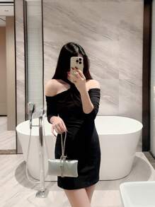 女性時尚閃亮鑽石裝飾的緞面手拿包，盒子形晚宴派對包，適用於年度會議、派對、迷你聖誕舞會、舞會、手提袋