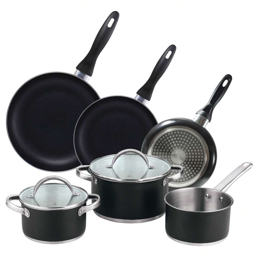 Batterie de cuisine 5 pièces Ø16Ø20Ø24 avec couvercles + Ensemble de poêles Ø16Ø20Ø24 en aluminium pressé San Ignacio - Multicolore - Voir 1