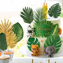 14入組11種人造熱帶棕櫚葉、植物葉、叢林葉，帶莖，適用於夏威夷盧瓦禮、海灘、桌面、婚禮、派對和生日等主題裝飾 - 綠色 - 查看 5