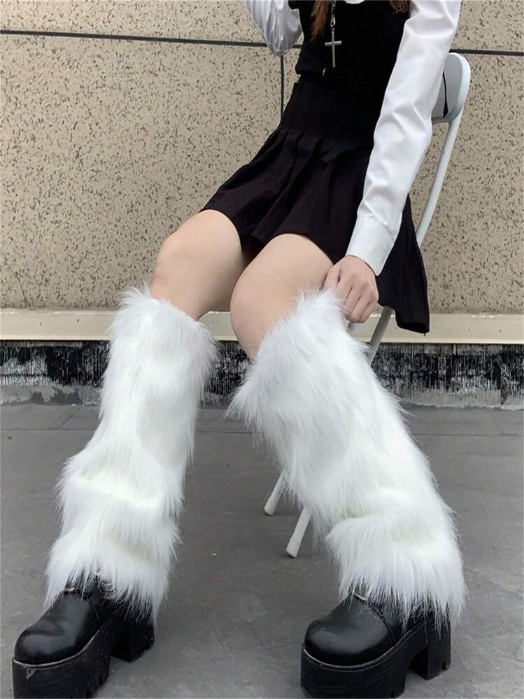 Faux Fur Boot Covers Short Plush Leg Warmers Fox Fur Shoe Covers Autumn And Winter Accessories Japanese JK Subculture Style SHEIN South Africa