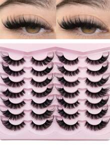 Rikuaild 14对自然柔软假睫毛，睫毛末端略微上翘，拉长眼型，猫眼款和条状假睫毛 - 眼尾拉長款 - 查看 1