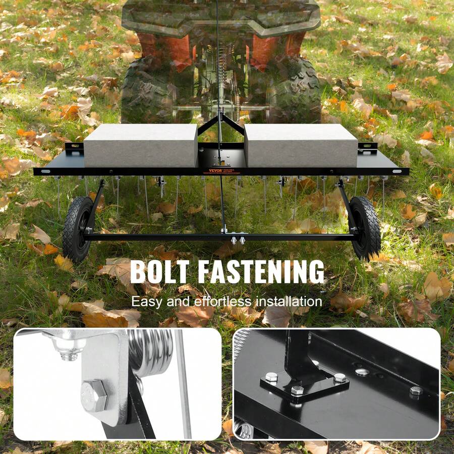VEVOR Tow Behind Dethatcher, 48Inch Tow Dethatcher With 24 Spring