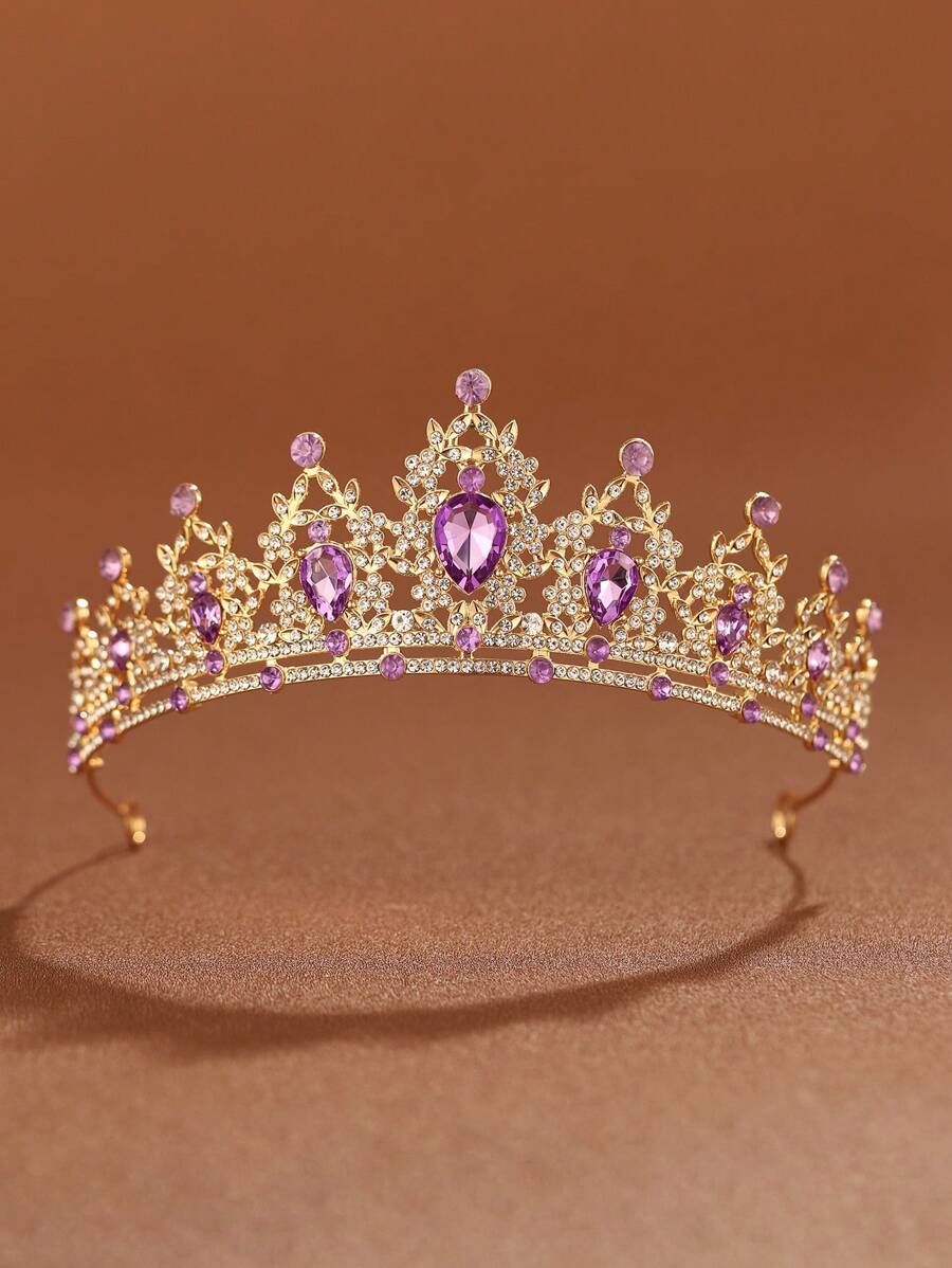 1入時尚合金紫色皇冠適合女性婚禮派對髮飾(不含盒裝)頭飾 - 紫色 - 查看 1