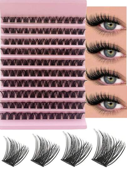 120pcs Cluster Lashes 8-16mm Wispy Individual Lashes Natural Look Lashes D Curl Fluffy Cluster Lashes DIY Eyelash Extension Lash Clusters, Eyelash Clusters, Individual Eyelashes, Lashes, Fake Lashes