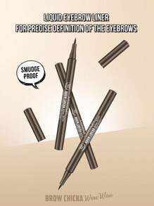 Misslyn BROW CHICKA WOW WOW 持久液体眉笔，3 种颜色可选，打造自然妆效，易于涂抹，防水防晕染 - #6 ebony - 查看 9