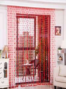 1入心型設計聚酯紗簾，尺寸200*100cm，現代過濾光線保護隱私紗簾，適用於客廳和臥室，同時適用於派對背景