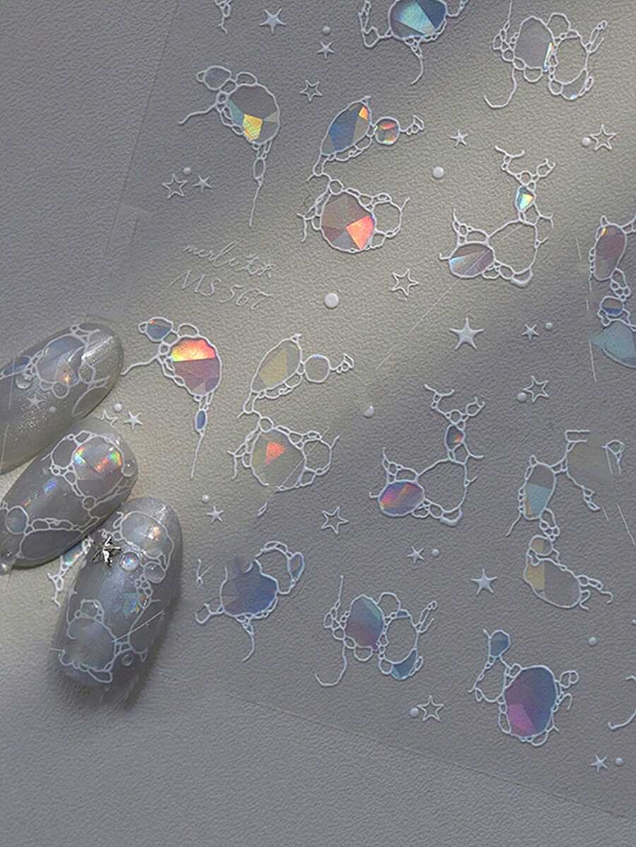 1pc 5D Nail Art Stickers Summer Beach Ocean Water Ripples Flash Star Shell Starfish Conch Seasnail Soft Relief Decoration Nail Art Sticker Manicure Decal