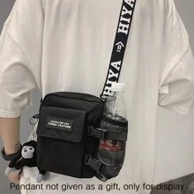 Bolsa de hombro multifuncional de forma cuadrada para estudiantes, mini bolso de hombro para hombres con gráficos de letras y un Charm, adecuado para universidad, deportes, transporte, bolso esencial de nailon portátil, bolso de invierno, Acción de Gracias, bolso tote, riñonera, bolso de ciclista, bolso tipo vagabundo, bolso de cadera, bolso de vacaciones, bolso bandolera para camping, mochila de vuelta al colegio, bolso cruzado de primavera, útiles escolares, bolso de mano