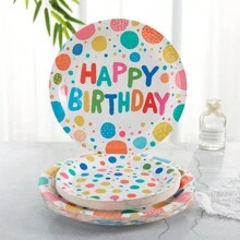Happy Birthday Party Supplies Set, Disposable Paper Birthday Plates, Napkins, Cups And Colorful Decoration Items, Stylish Party Gift,Christmas
