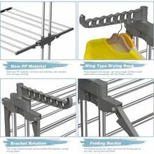 3 Tiers Foldable Stainless Steel Clothes Airer Drying Rack For Indoor Outdoor - Grey - View 3