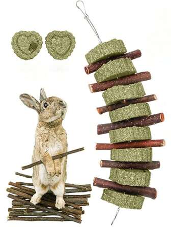 1入組/2入組/4入組小動物咀嚼玩具，蘋果條草球&圓球兔寵物咀嚼玩具，適用於兔子，極地狐仙，倉鼠，豚鼠，天竺鼠，迷你金剛鸚鵡，鸚鵡寵物零食玩具