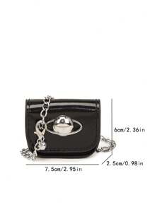 Bolso mini ultra pequeño para mujer, de piel patente, bolso cuadrado pequeño, con cadena, bandolera