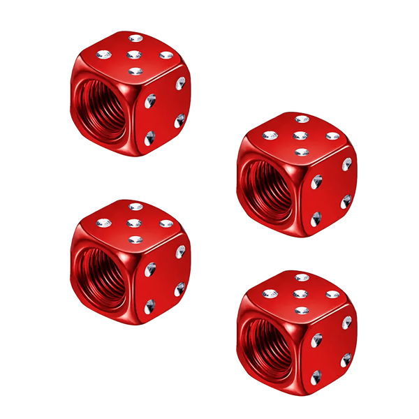 4 pièces Caps de valve en aluminium de style dé à coudre (rouge), ajustement universel, protection contre la poussière et accessoire de roue élégant pour voitures et motos
