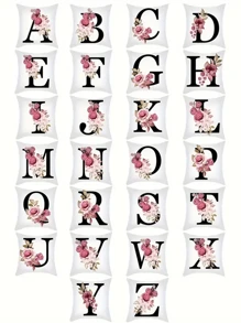 1pc Nordic Style Letter Flower Pattern Pillowcase - Soft Plush Cushion Cover For Sofa, Bed And Couch - Home Decorative Item Without Pillow Core - Adding Comfort And Style To Your Sleeping Space