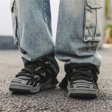 New Men's Shoes Casual Korean Street Style Sports Shoes Retro American Style Skate Shoes Thick-Soled Breathable Comfortable Running Shoes Fashionable All-Match Simple Loafers