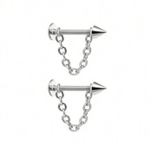 2 piezas Pendientes de cartílago y labio de acero inoxidable con estilo punk minimalista, joyería de perforación desmontable, adecuada para uso diario para hombres y mujeres