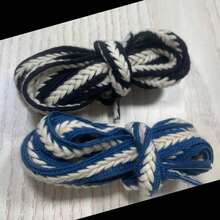 多色小麥穗創意鞋帶，適用於粗底運動鞋，釋放你的想像力 - 藍白色 - 查看 5