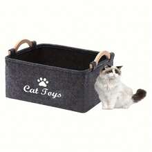 Felt Pet Toy Box, Dog Toy Box, Storage Basket Chest Organizer - Perfect For Organizing Pet - Multicolor - View 6