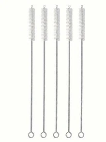 5 Stainless Steel Reusable Cleaning Brushes - Perfect For Cleaning Glass, Silicone, Metal Straws, And More! Easter Gifts, Teacher Gifts, Birthday Gifts, Christmas Gifts. Straw Cleaning Tool, Very Suitable For College Students, Convenient To Carry Dormitory Straw Cleaning Brush.