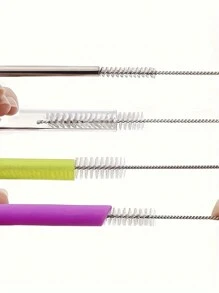 5 Stainless Steel Reusable Cleaning Brushes - Perfect For Cleaning Glass, Silicone, Metal Straws, And More! Easter Gifts, Teacher Gifts, Birthday Gifts, Christmas Gifts. Straw Cleaning Tool, Very Suitable For College Students, Convenient To Carry Dormitory Straw Cleaning Brush.