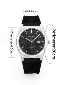 DENVOSI Men's Silicone Watch, Arabic Numerals Scale, Fashion Business Waterproof Date Display Quartz Wrist Watch, Daily Decoration - Black - View 7