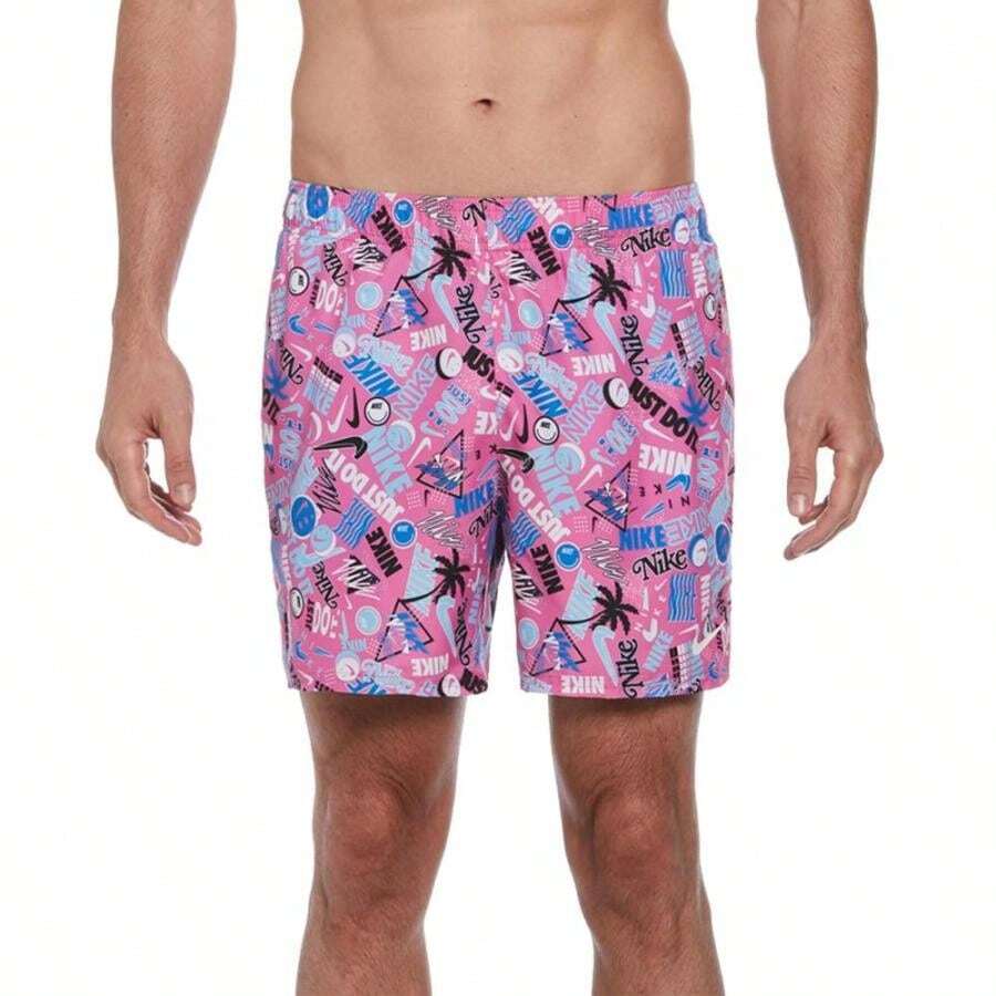 Nike Boyfriend Style Men's Happy Daze 5" Volley Swim Trunks - Playful Pink - View 1