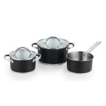 San Ignacio Set di 5 pezzi (2 padelle con coperchio + casseruola) in acciaio con coperchio ind reeco round - Multicolore - Visualizzare 1