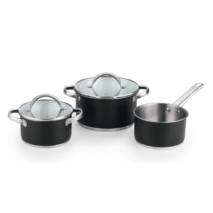 San Ignacio Set di 5 pezzi (2 padelle con coperchio + casseruola) in acciaio con coperchio ind reeco round - Multicolore - Visualizzare 1