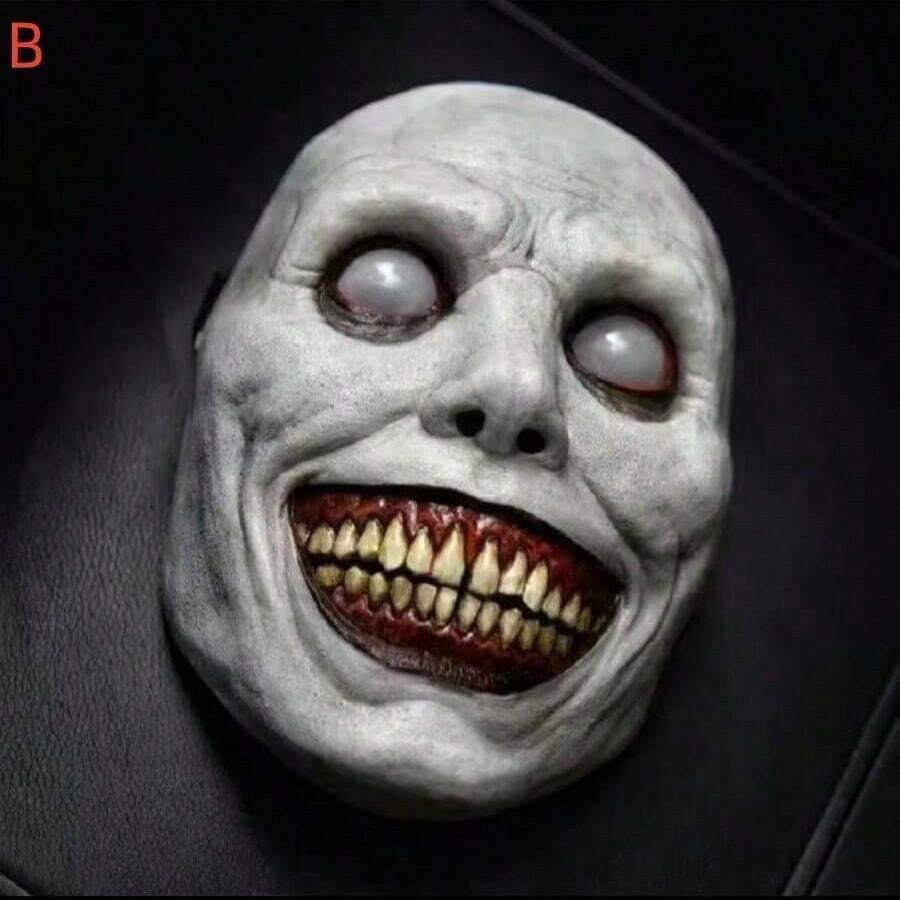 1 pieza Máscara de demonio de ojos blancos azul y blanca con expresión aterradora (ligera variación de color) - Multicolor - Ver 1