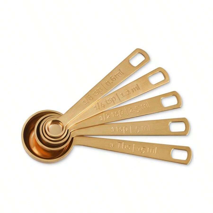 Le Creuset Gold-Tone Measuring Spoons, Set Of 5 - Gold - View 1