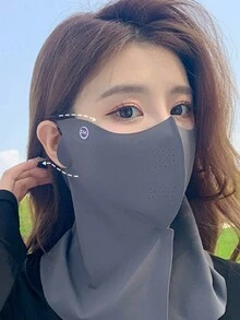 1 mascarilla de seda de hielo de nylon sin trazas, cubriendo media cara, con protección de cuello, protector solar, transpirable, diseño 3D, antirrayos UV - Multicolor - Ver 3