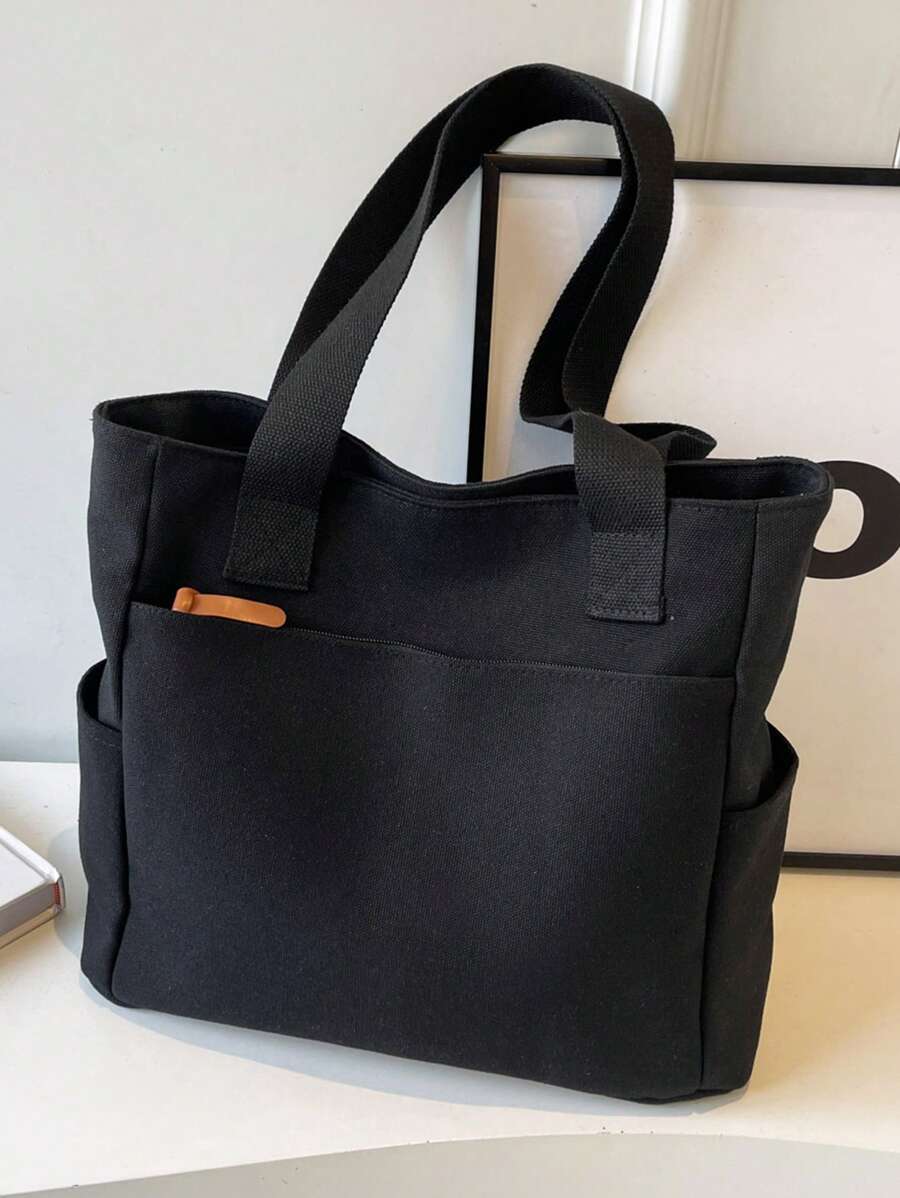 Bolso de tela vintage de un solo color para mujeres, bolso de hombro tipo hobo de moda con múltiples bolsillos, gran capacidad, asa superior, bolso de almacenamiento para vacaciones y viajes, bolso de mano casual para ir y venir, bolso cuadrado portátil de mensajería para uso diario, bolsos de tela para estudiantes, con múltiples compartimentos, perfecto para la playa, la escuela, el trabajo y el uso diario.