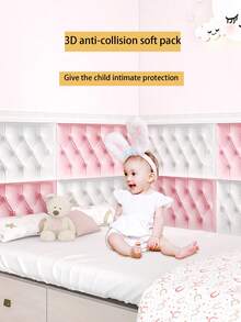 2件防撞泡壁紙床貼嬰兒自黏軟包嬰兒房3d立體牆貼牆貼牆墊防潮防污防黴美化裝飾隔音吸音 - 彩色 - 查看 2