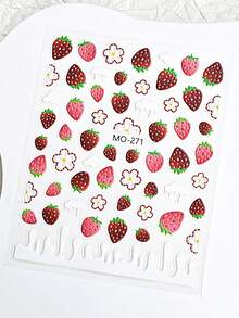 2 Lemon Strawberry Nail Stickers, Fruit Nail Slider Stickers, Nail Sticker Decoration Self-Adhesive Diy Nail Products - Multicolor - View 8