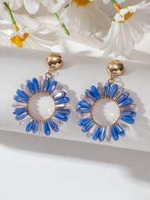 1pair Bohemian Handmade Crystal Beaded Sunflower Earrings, Sweet Circle & Geometric Ear Ornament Ideal For Women's Daily Life Or Vacation Valentines,Mom,Mother,Mother's Day,Gift - Earrings - View 21