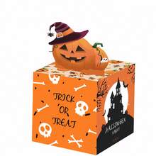 Caja de dinero temática de Halloween con dibujos animados, Cajón sorpresa para regalo de cumpleaños o día festivo - Naranja - Ver 2