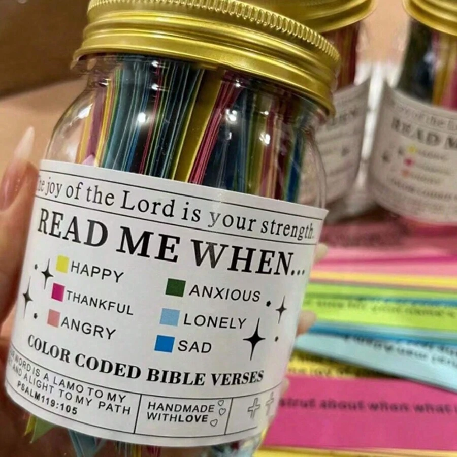 一個瓶子隨機聖經經文瓶，一份激發虔誠情感和感受的禮物 - 透明色 - 查看 1